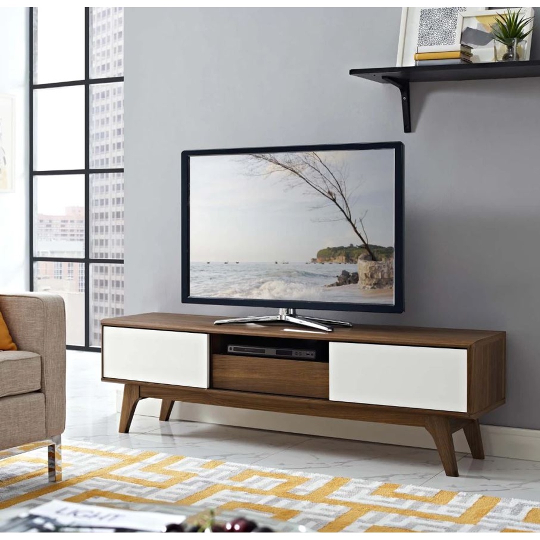 وحدة تلفزيون مودرن - 150 سم - بني/ابيض - Mztv152