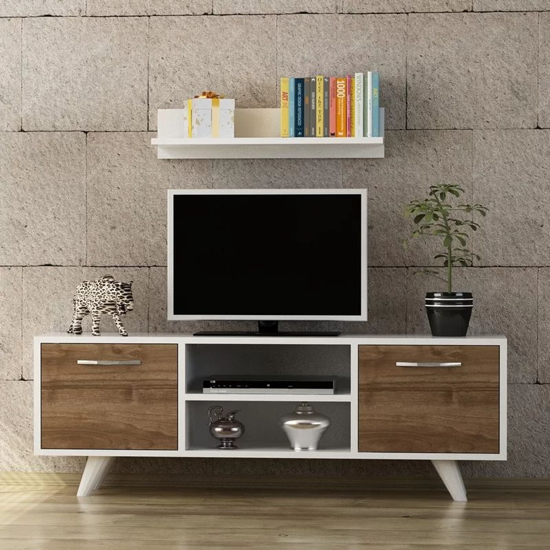 وحدة تلفزيون مودرن - 150 سم - أبيض/بيج - Mztv156