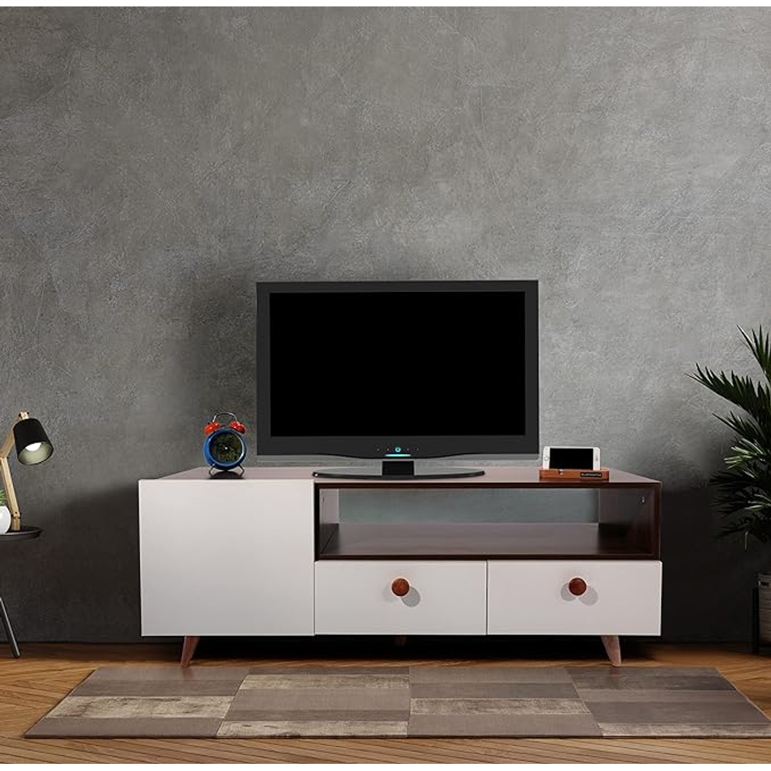 وحدة تلفزيون مودرن - 120 سم - أبيض/بيج - Mztv167