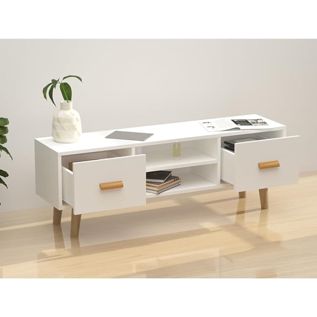 وحدة تلفزيون مودرن بأرجل - 120 سم - أبيض - Mztv209