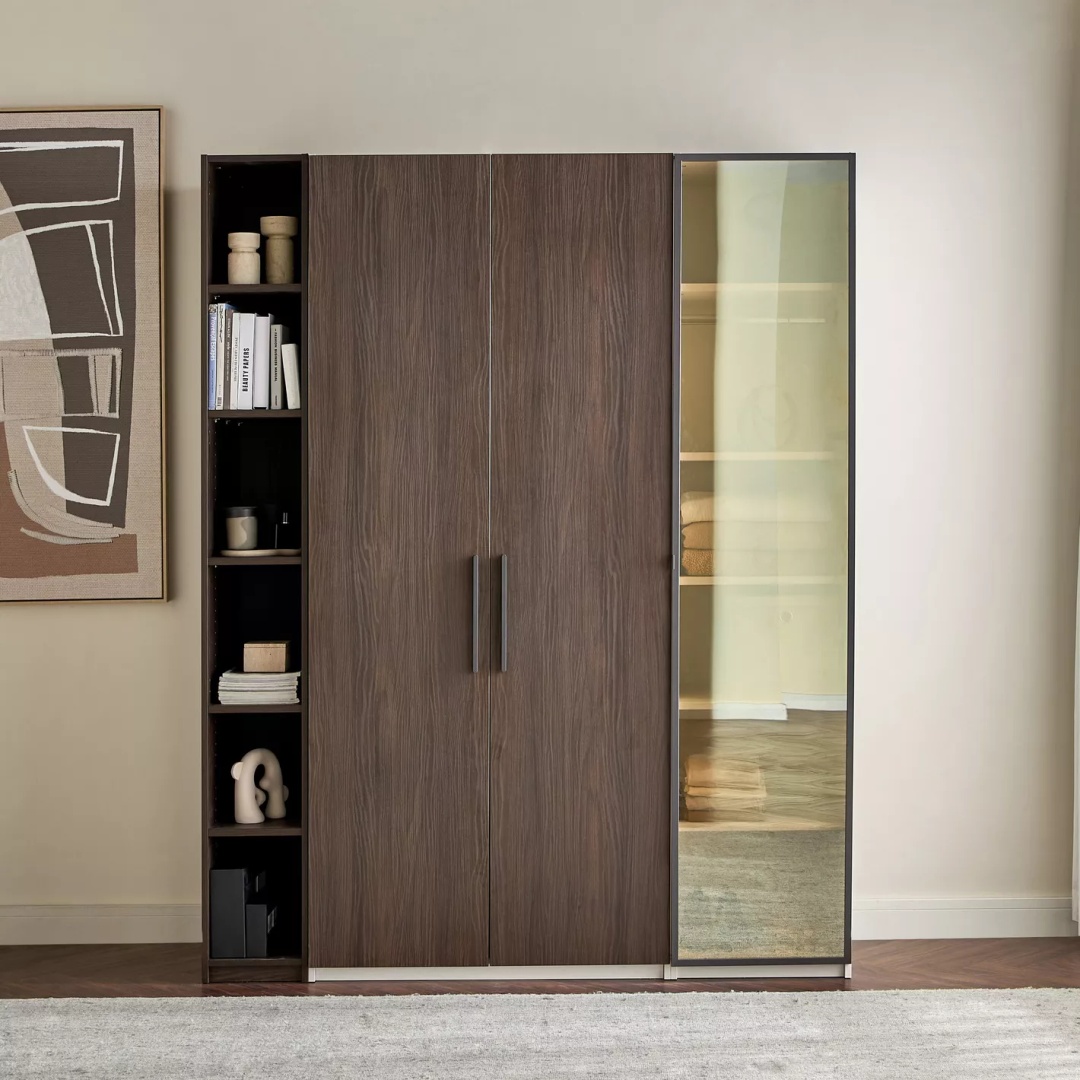 دولاب ملابس بثلاثة أبواب ومكتبة - 200*150 سم - Mzwd016