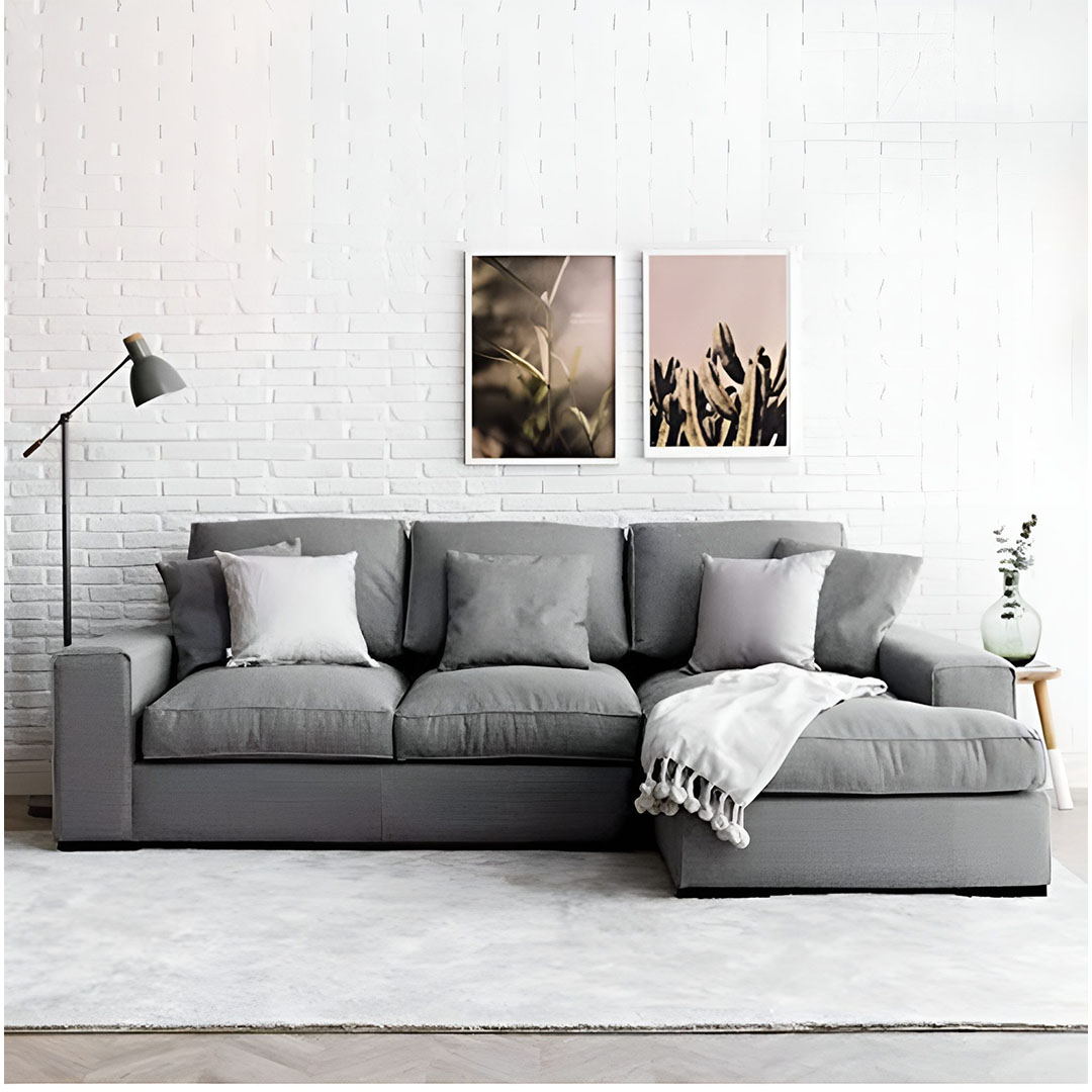 كنبة حرف L مودرن MZSC018 - رمادي