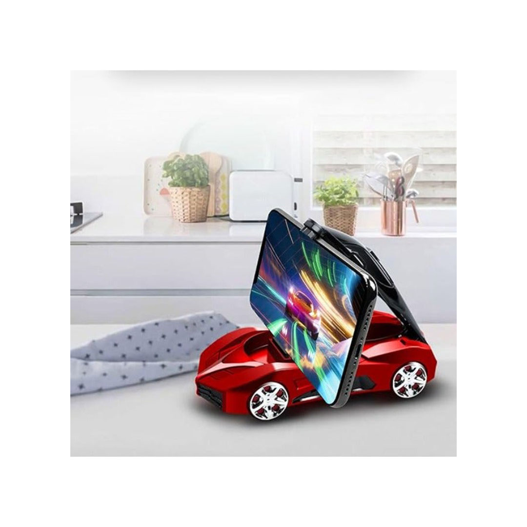 حامل هاتف بتصميم سيارة رياضية دوار 360 درجة - أحمر