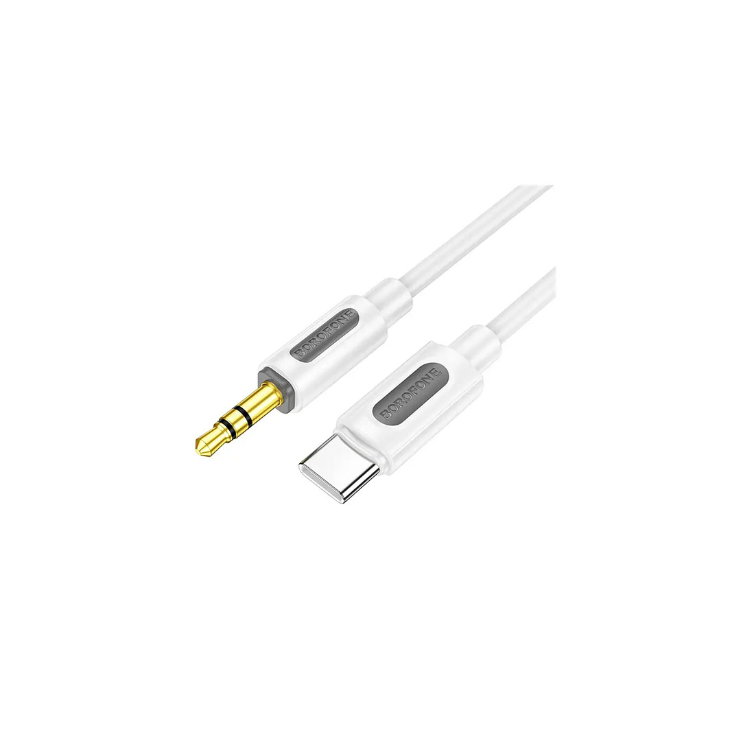 كابل تحويل الصوت الرقمي AUX السيليكوني من مقاس 3.5 مم إلى Type-C- بطول 1 متر - أبيض