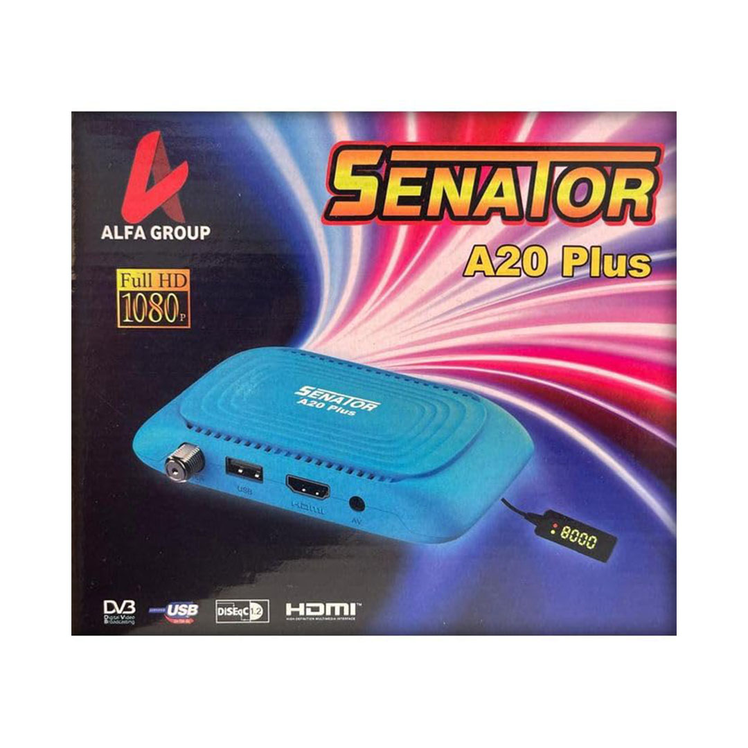 جهاز استقبال رقمي صغير HD - ريموت - A20 بلس - أزرق