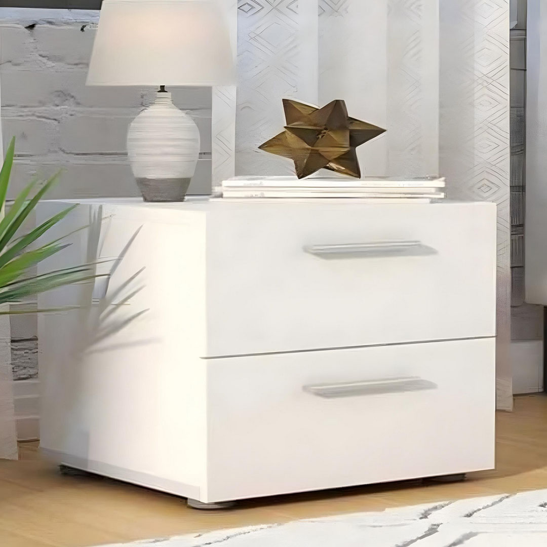 كومود درجين خشب ام دي إف أسباني - أبيض - 40×45 سم