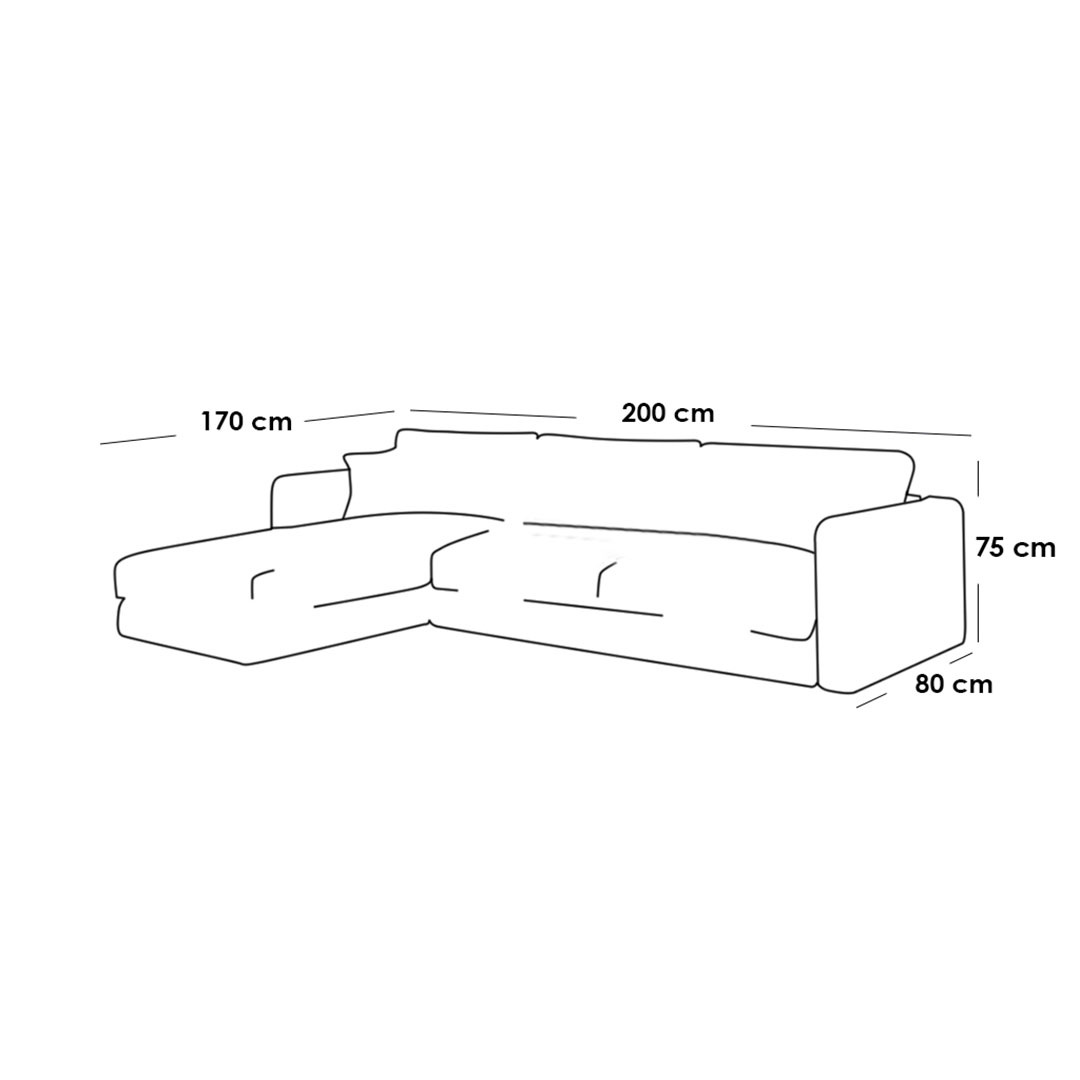 كنبة ركنة خشب زان وقماش كتان - أوف وايت