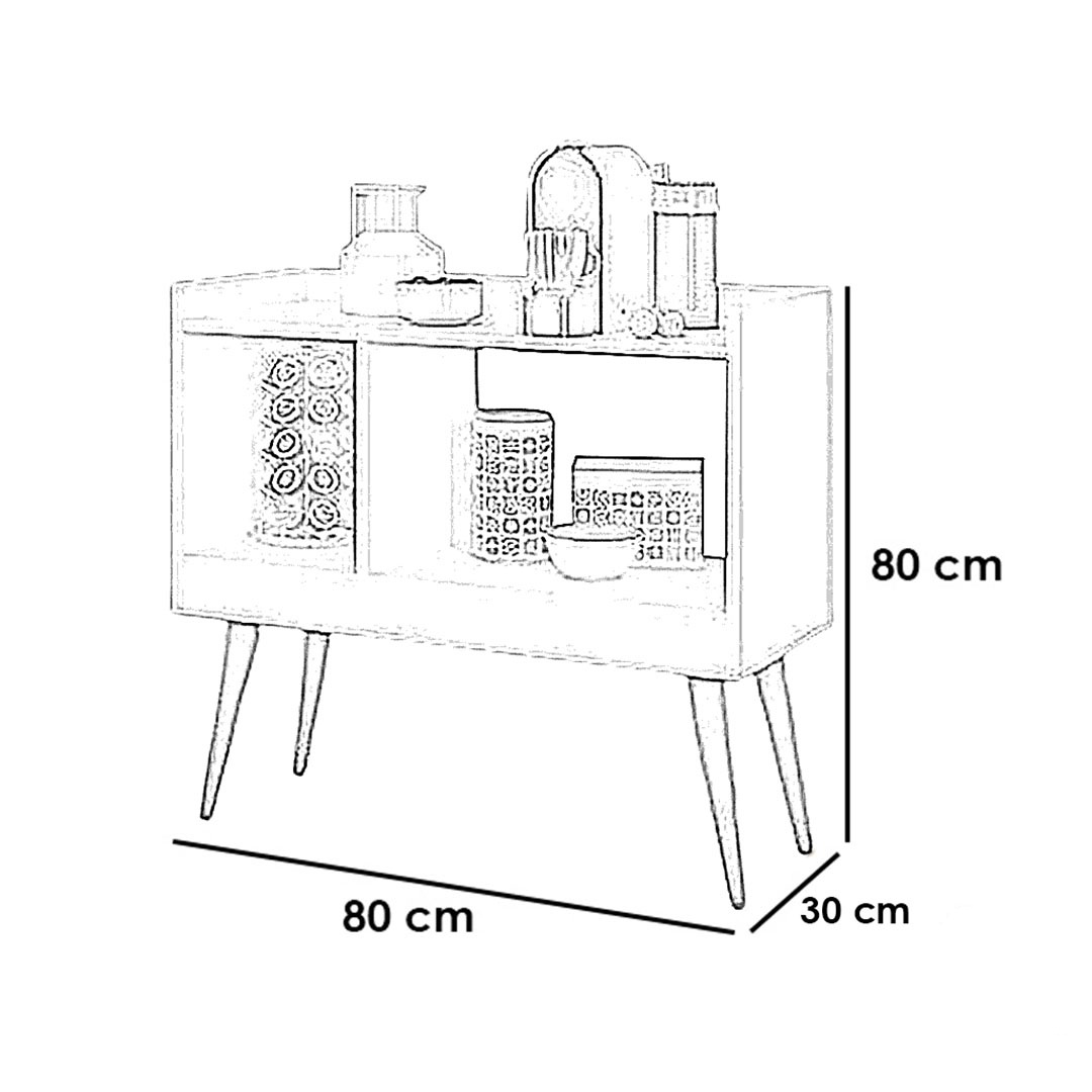 ركن قهوة MDF - أبيض وبني - 80*30*80 سم