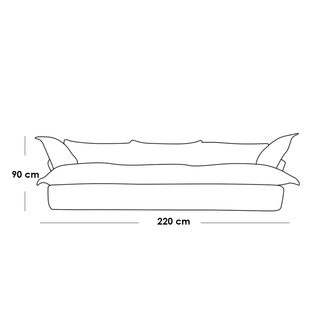 كنبة بثلاثة مقاعد خشب زان و قماش كتان - بيج - 220 سم