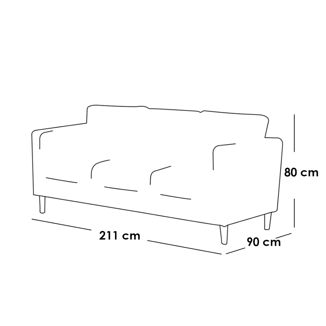 كنبة ثلاثة مقاعد خشب طبيعي و جلد - هافان - 211 سم