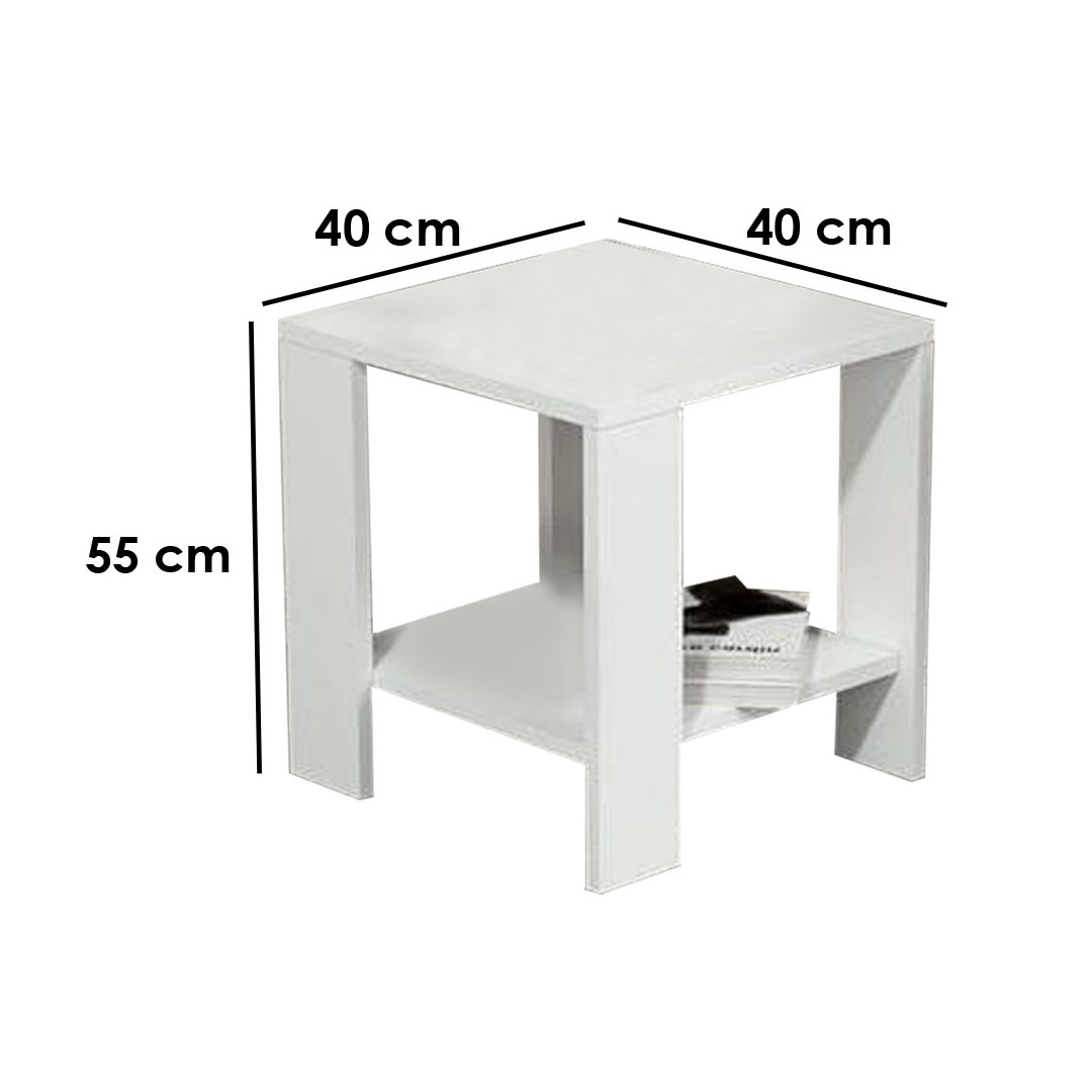 ترابيزة جانبية خشب ام دي اف اسباني - أبيض - 55 سم