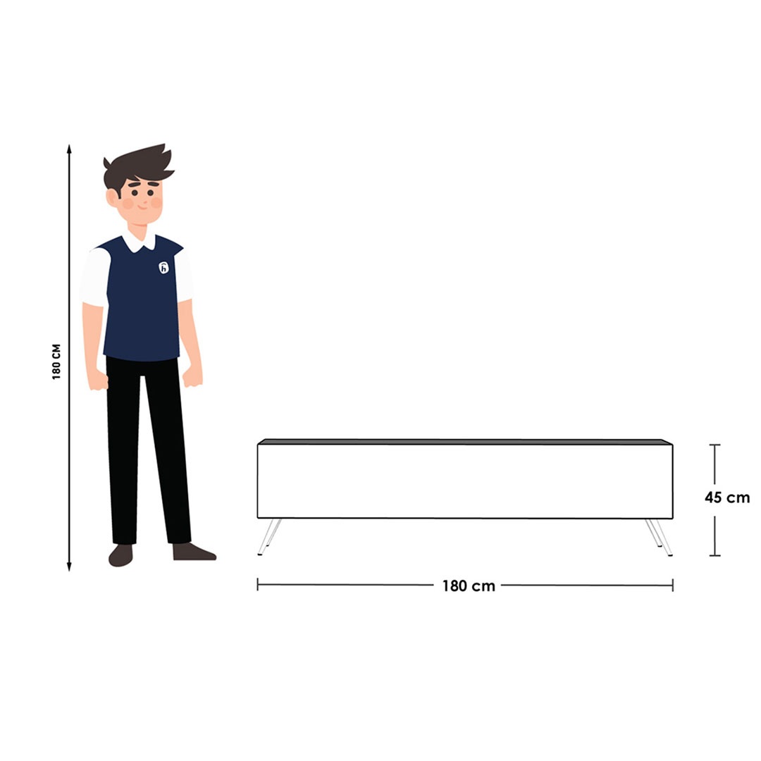 وحدة تليفزيون خشب ام دي اف - 180 سم - أبيض و بيج