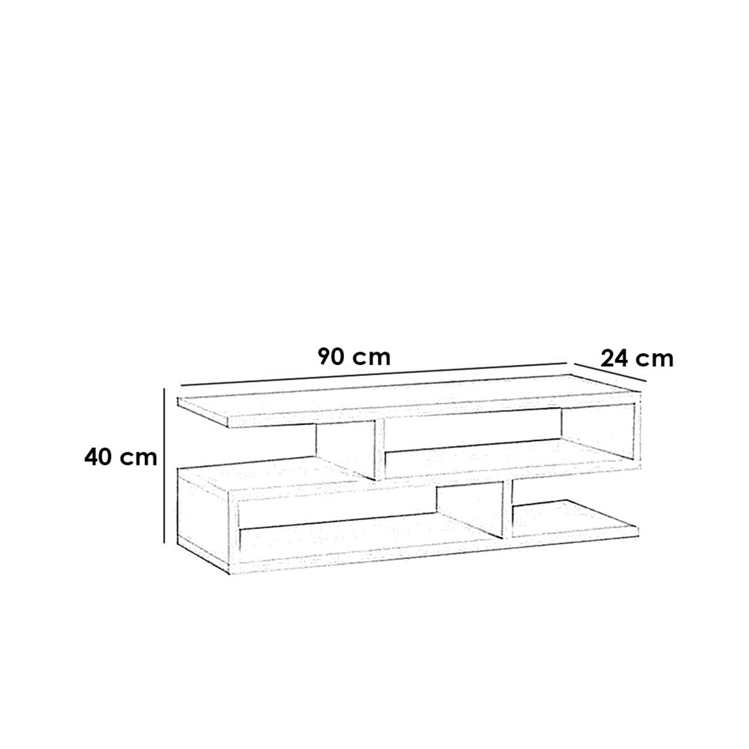 وحدة تلفزيون من MDF وميلامين - أبيض - 90*24*40 سم