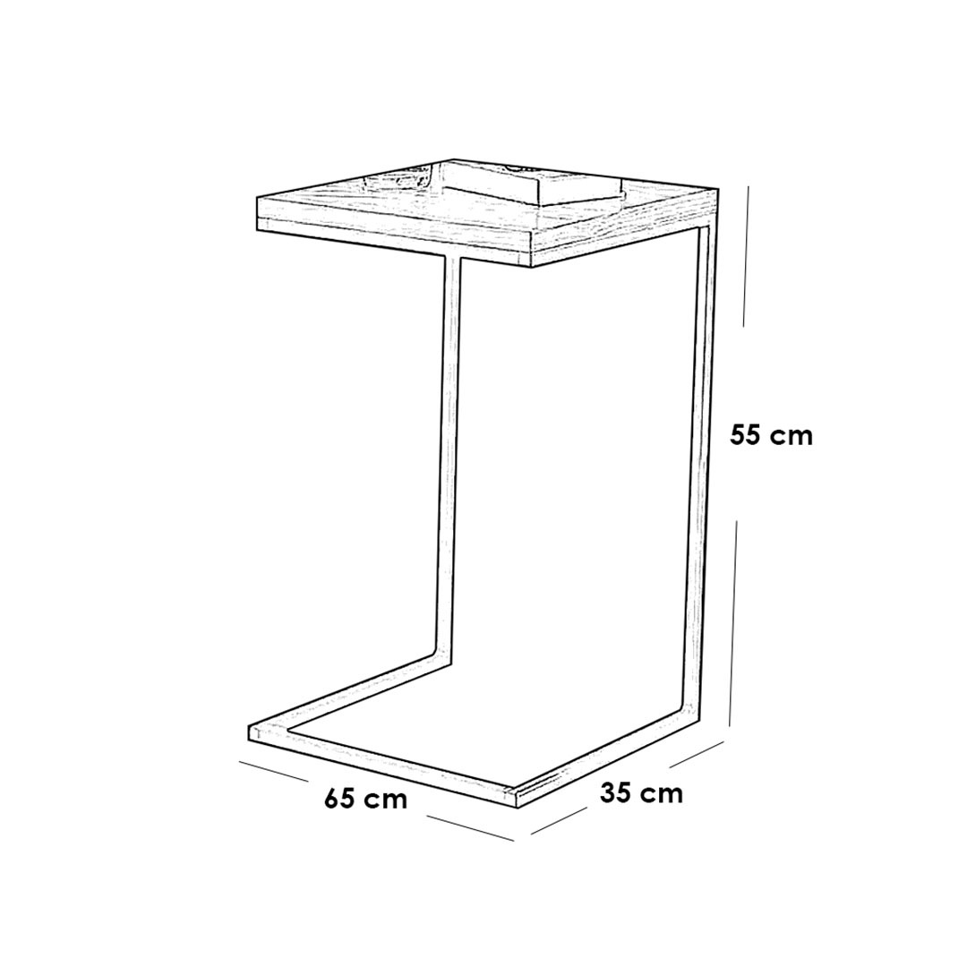 ترابيزة جانبية مودرن ستيل - أسود وبني - 55*65*35 سم
