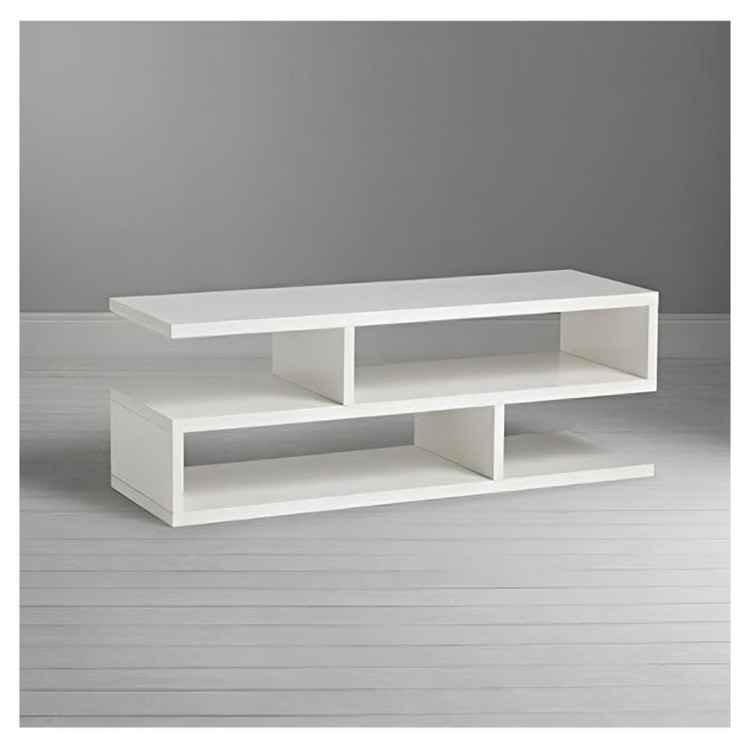 وحدة تلفزيون من MDF وميلامين - أبيض - 90*24*40 سم