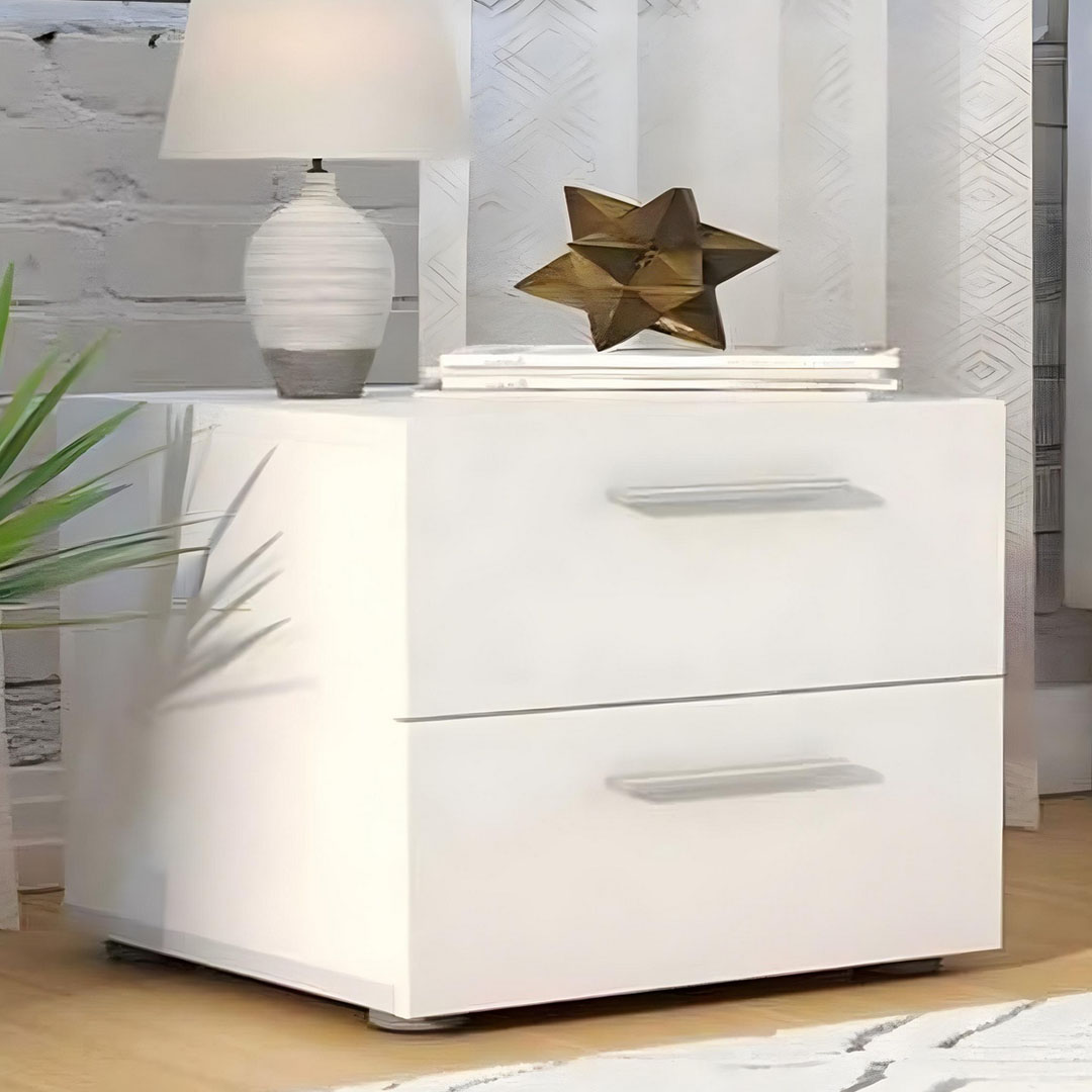 كومود درجين خشب ام دي إف أسباني - أبيض - 40×45 سم