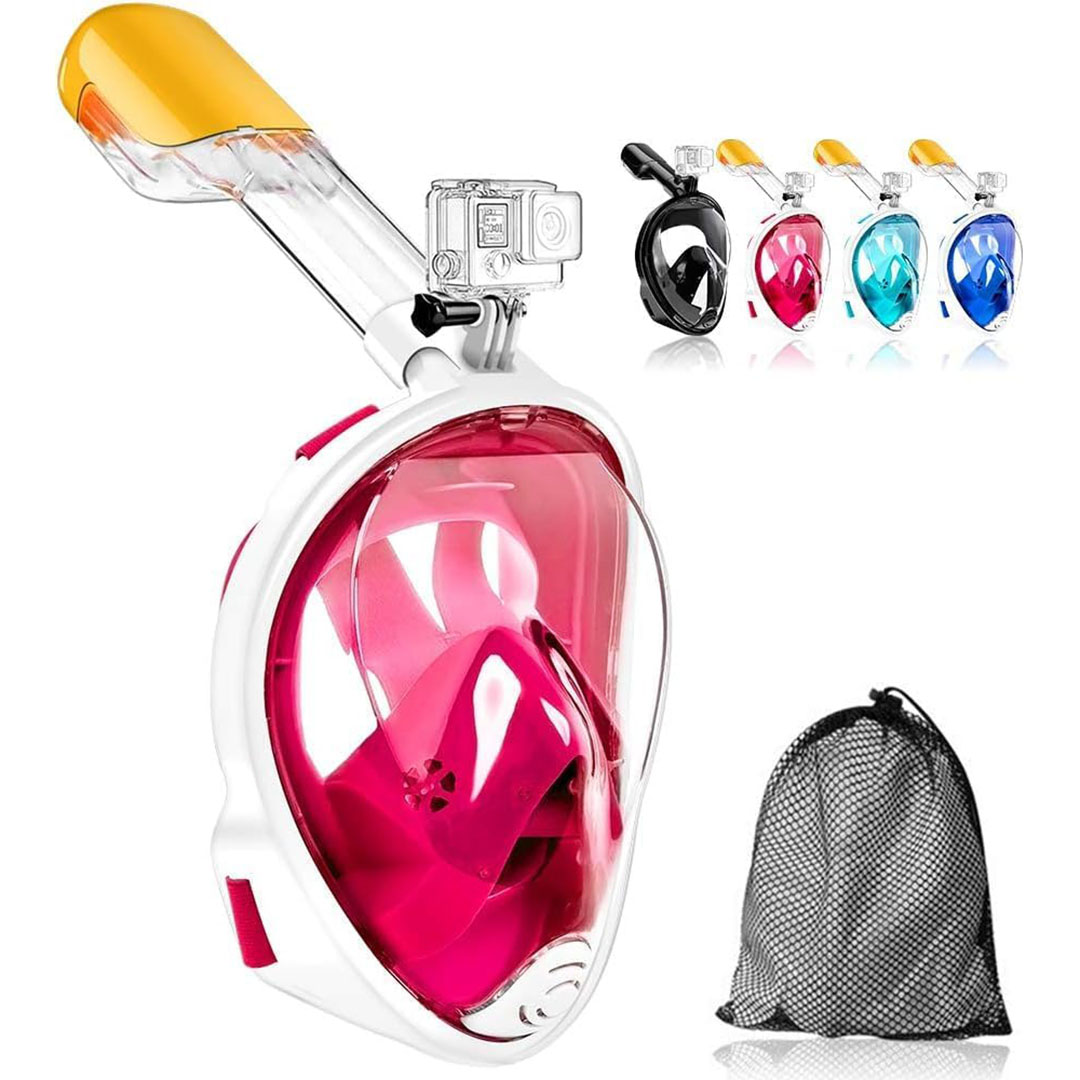 قناع الغوص للوجه بالكامل 180 درجة - بينك