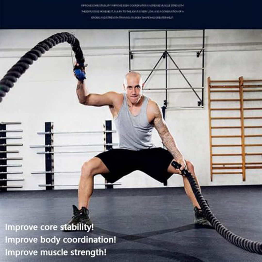 حبل تدريب القوة والعضلات - أسود - 15 متر