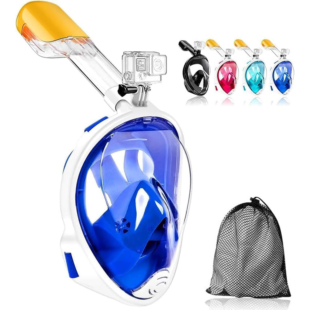 قناع الغوص للوجه بالكامل 180 درجة - أزرق