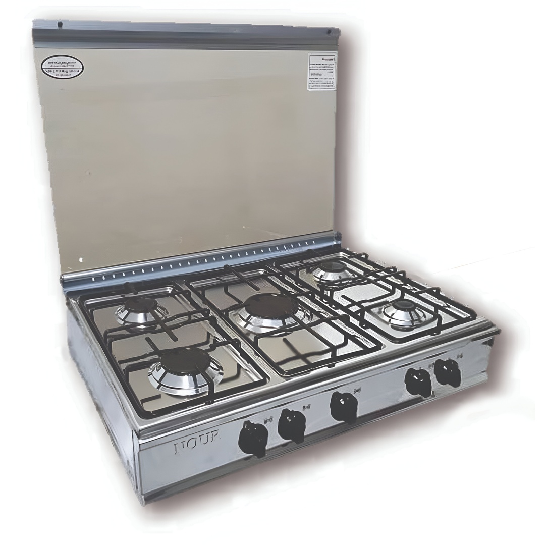 بوتجاز غاز مسطح نور - 5 شعلة - فضي GS-FLS 5 S 80