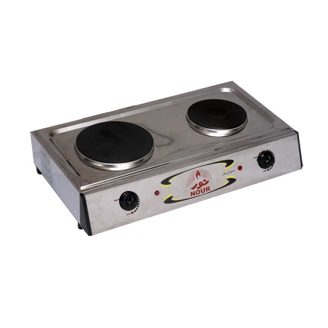 بوتجاز كهربائي مسطح نور - 2 عين - 2000 وات - فضي ES-D2 S 2000