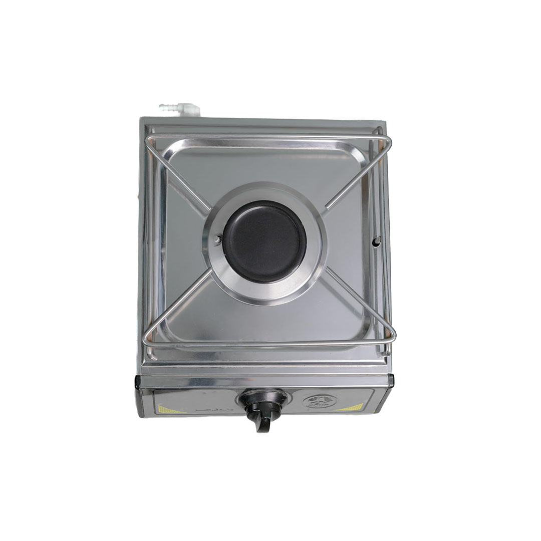 بوتجاز نور مسطح - 1 شعلة - ستانلس ستيل - اشعال ذاتي - فضي