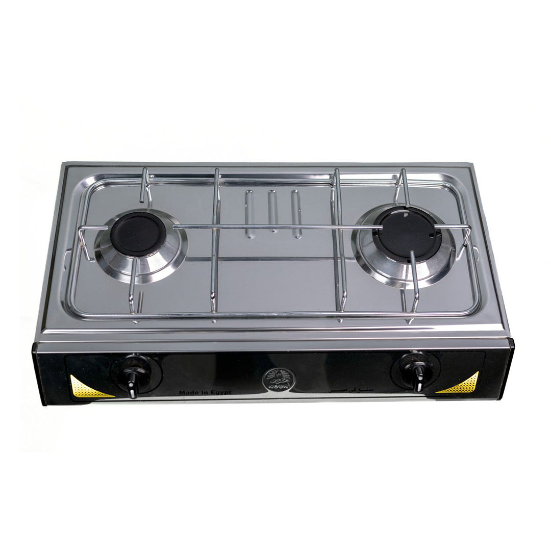 بوتجاز مسطح غاز نور - 2 شعلة - فضي - GS-FLS 2 S