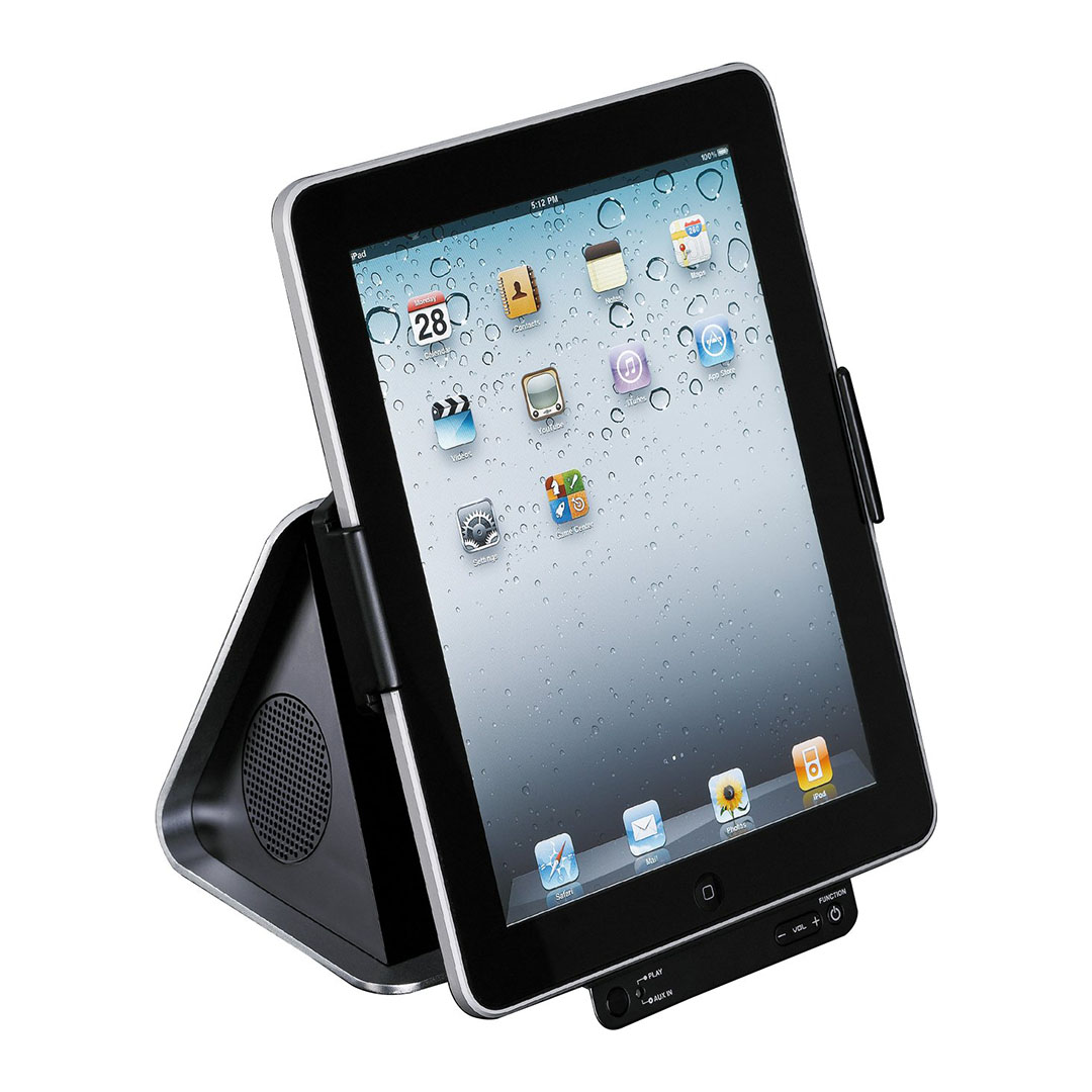 قاعدة إرساء Lenco iPS-260 - لأجهزة iPad/iPhone/iPod - نظام مكبر صوت 2.1 - أسود