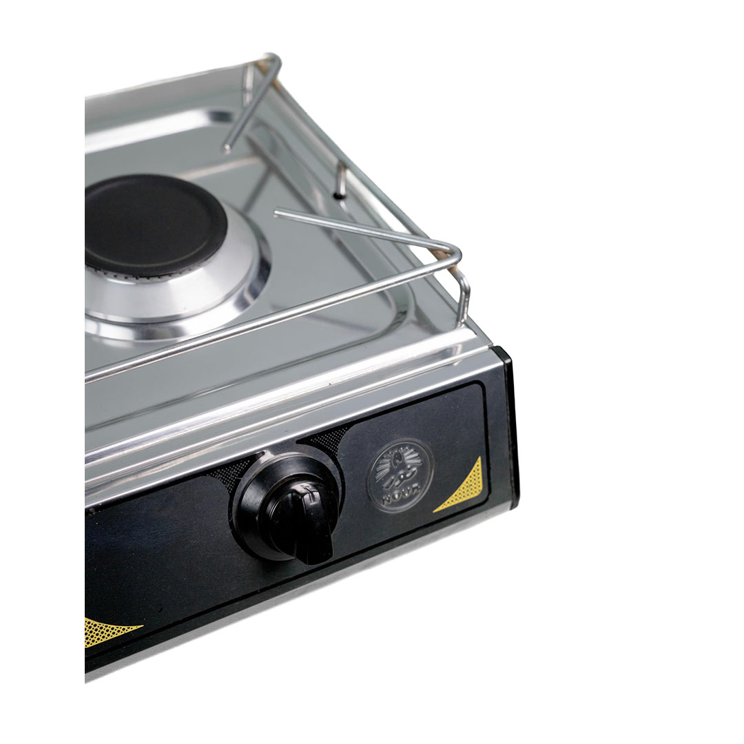 بوتجاز نور مسطح - 1 شعلة - ستانلس ستيل - اشعال ذاتي - فضي