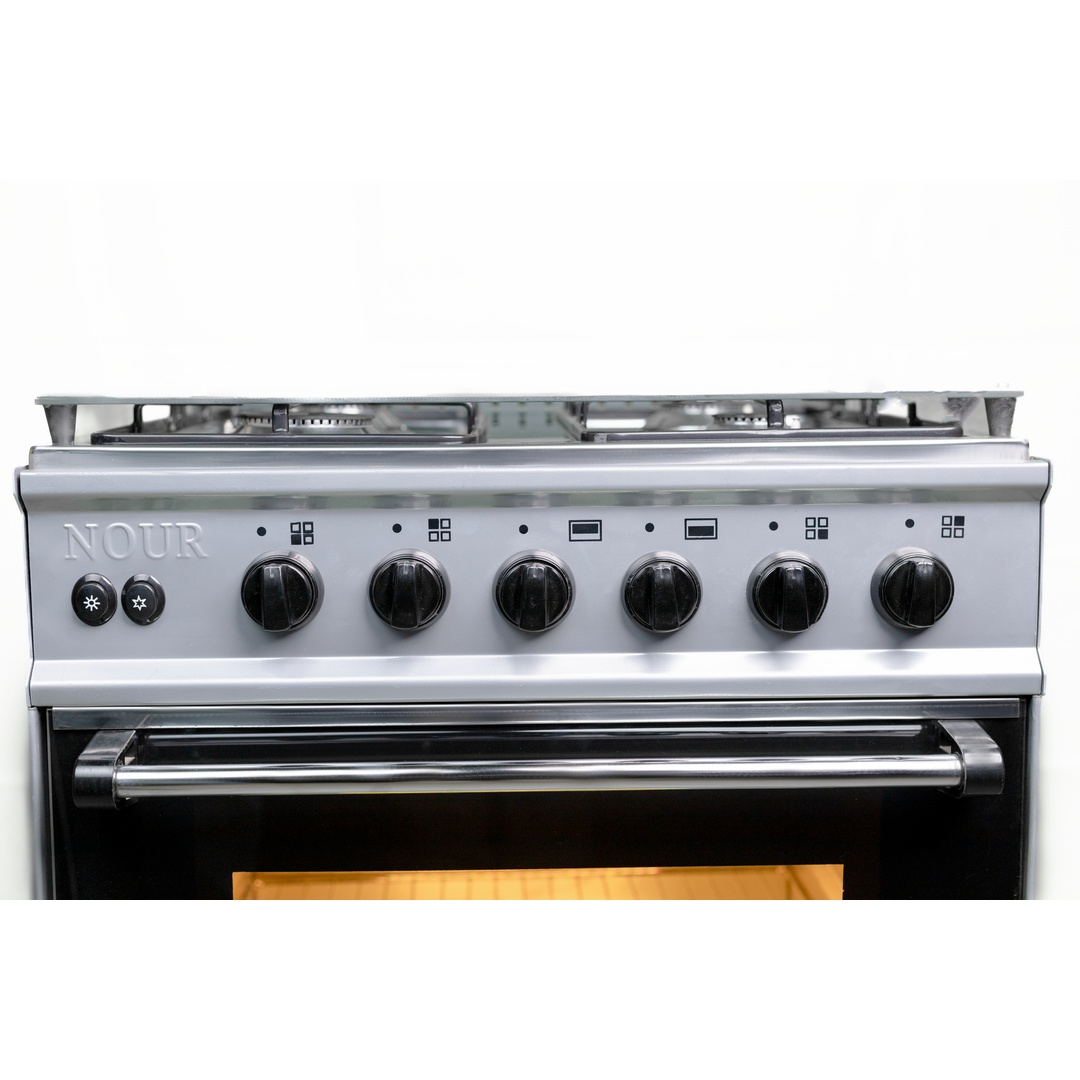 بوتجاز غاز نور - 4 شعلة - فضي/أسود GC-SC543