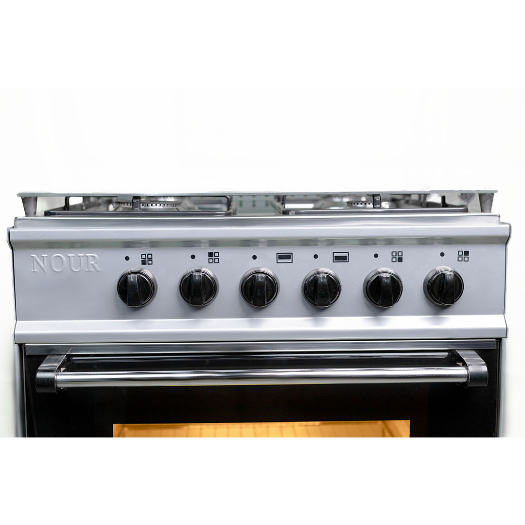 بوتجاز غاز نور - 4 شعلة - 55 سم - فضي واسود - GC-SC541