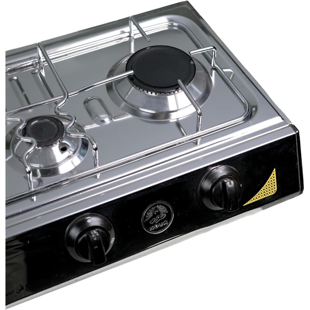 بوتجاز غاز مسطح نور - 3 شعلة - فضي/أسود GS-FLS 3 S