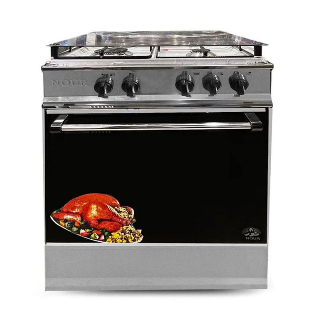 بوتجاز غاز نور - 4 شعلة - 55 سم - فضي - GC-SC540