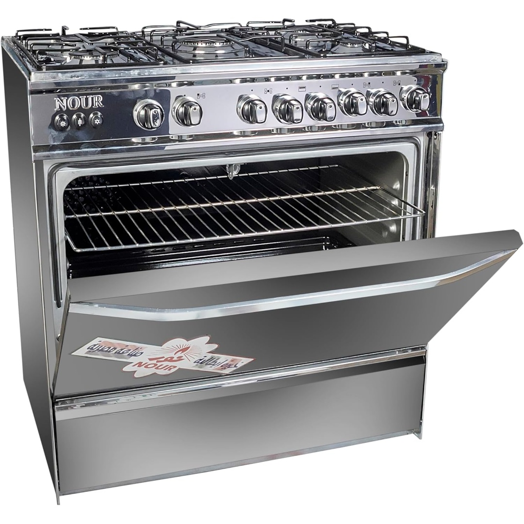 بوتجاز غاز نور - 5 شعلة - فضي/أسود GC-SS854