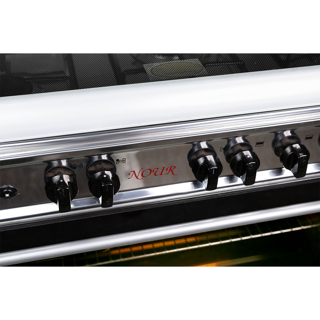 بوتجاز غاز نور - 5 شعلة - 90 سم - فضي واسود - GC-SS955