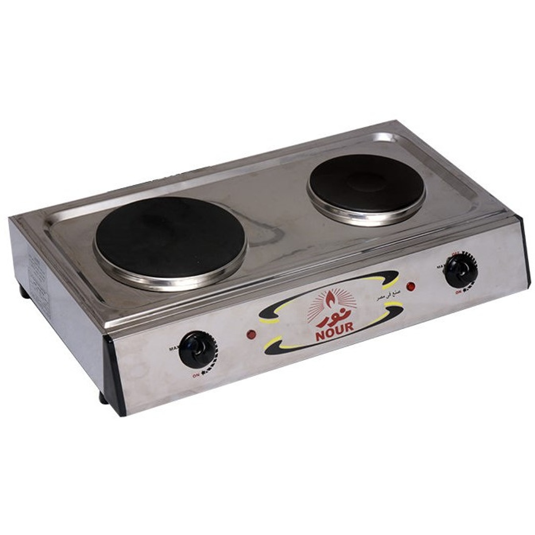 بوتجاز كهربائي مسطح نور - 2 عين - 2500 وات - فضي ES-D2 S 2500