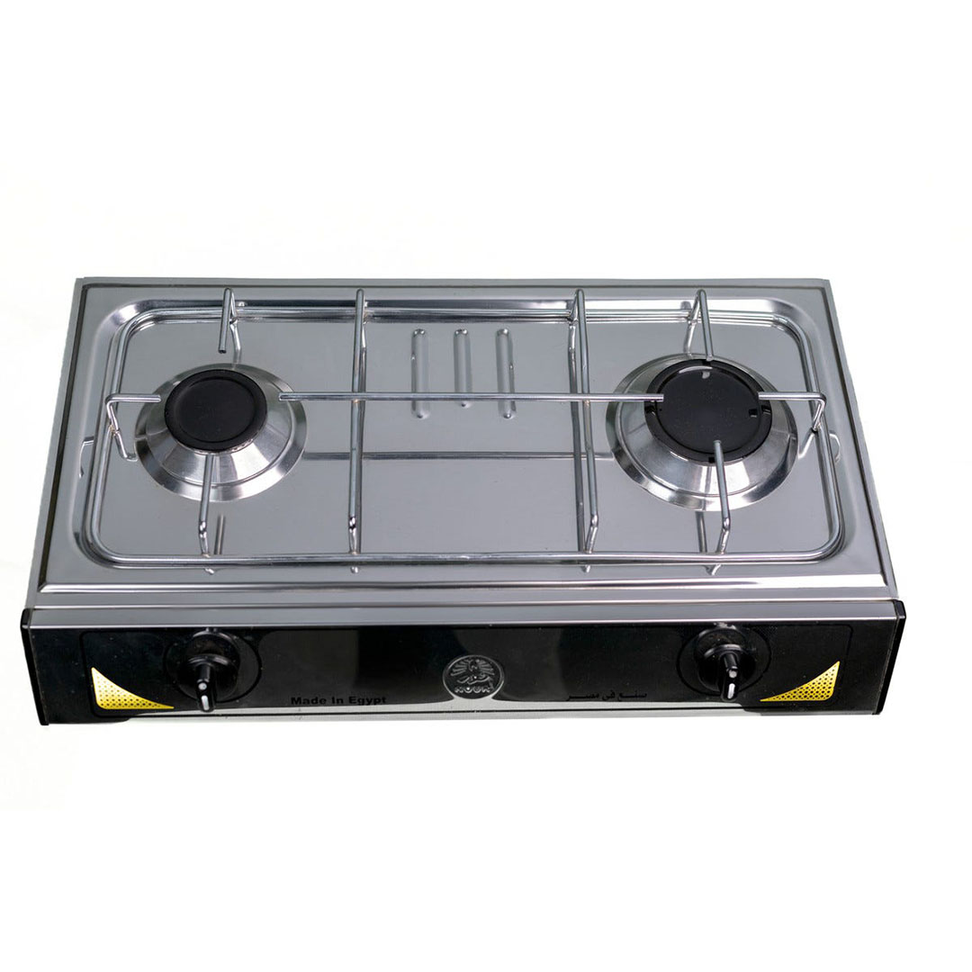 بوتجاز مسطح غاز نور - 2 شعلة - فضي - GS-FLS 2 S