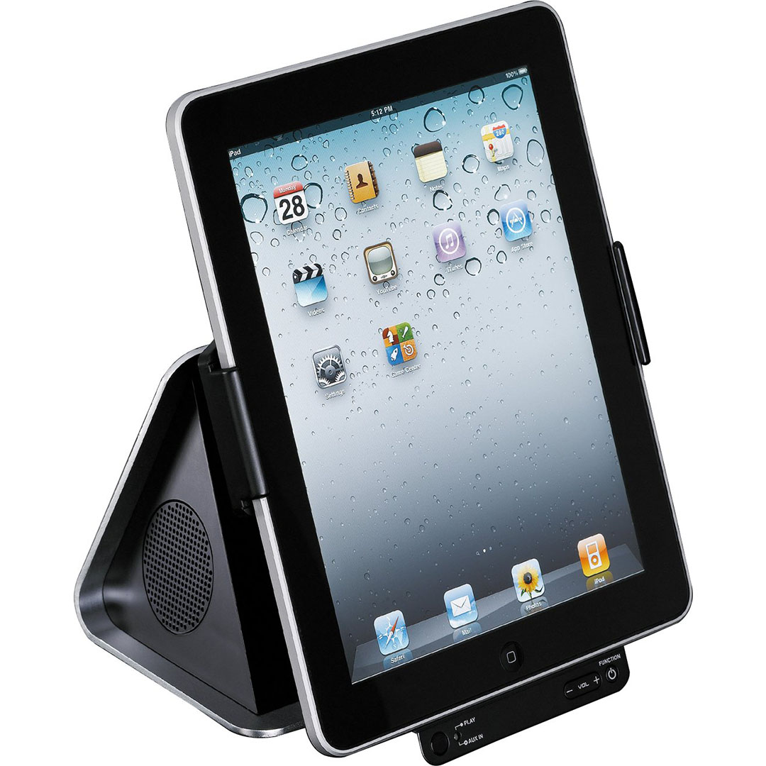 قاعدة إرساء Lenco iPS-260 - لأجهزة iPad/iPhone/iPod - نظام مكبر صوت 2.1 - أسود