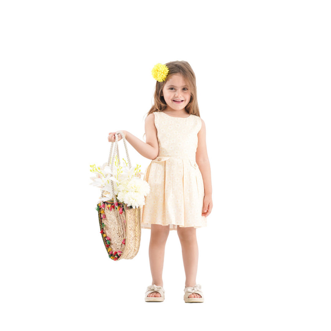 فستان بناتي قصير - أصفر - MA-MU-837