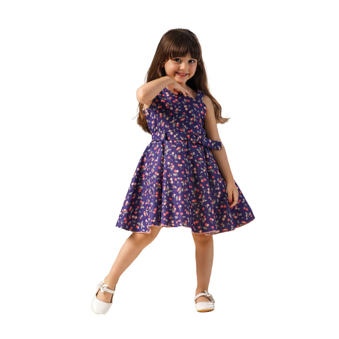 فستان منقوش بدون أكمام بناتي - MA-MU-286