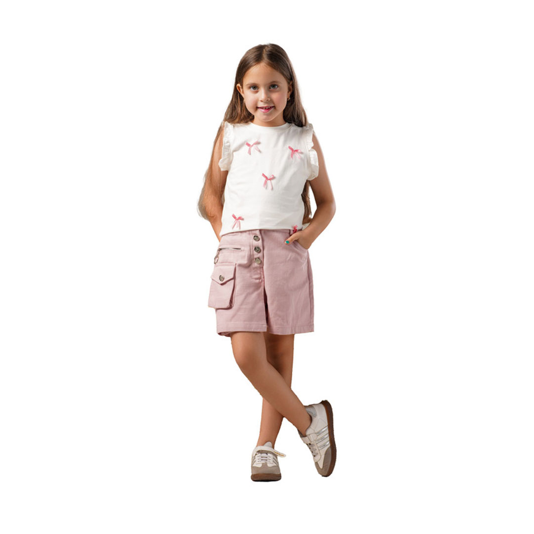 طقم بناتي تيشيرت وشورت - MA-MU-2905