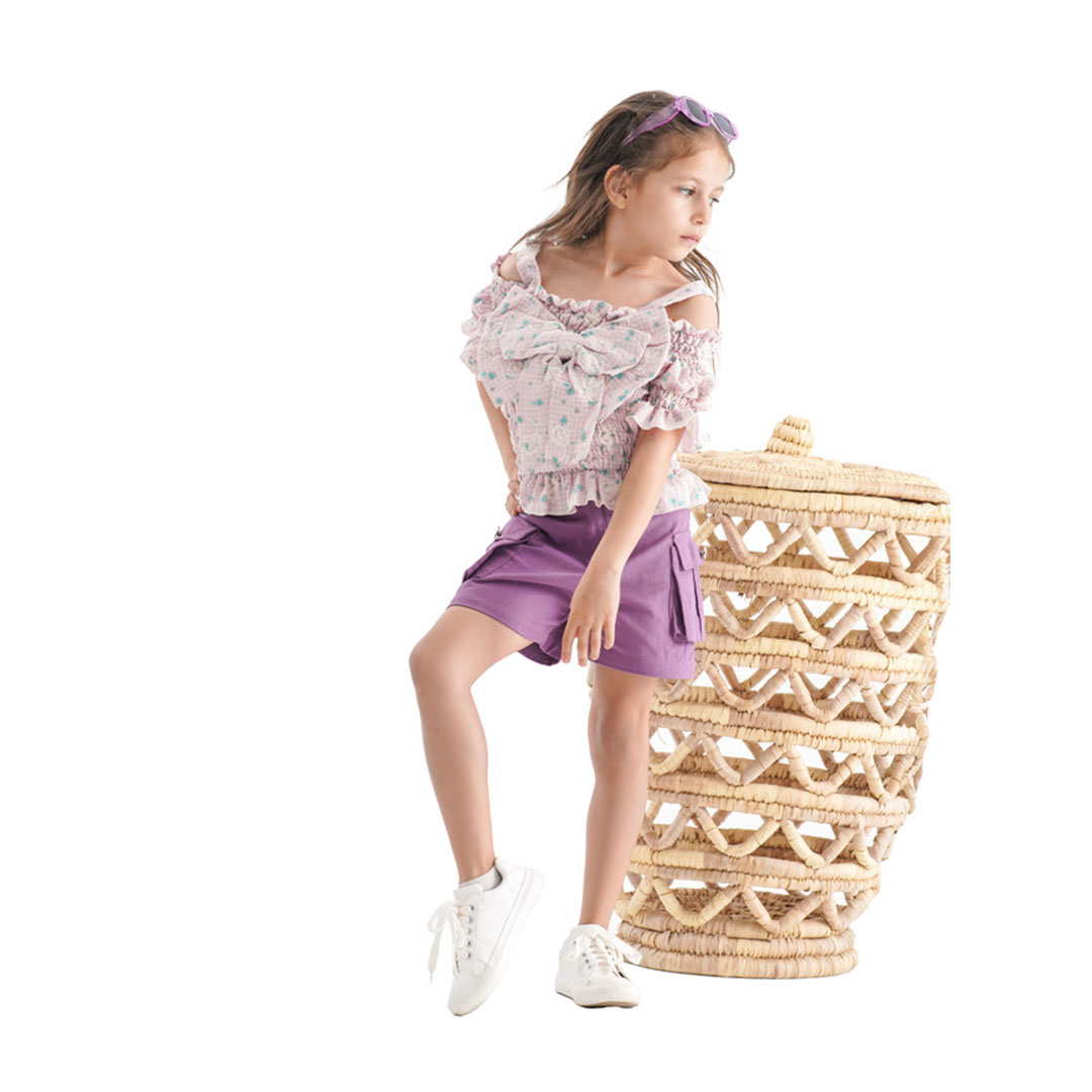 طقم بناتي تيشيرت وبنطلون قصير - MA-MU-2815