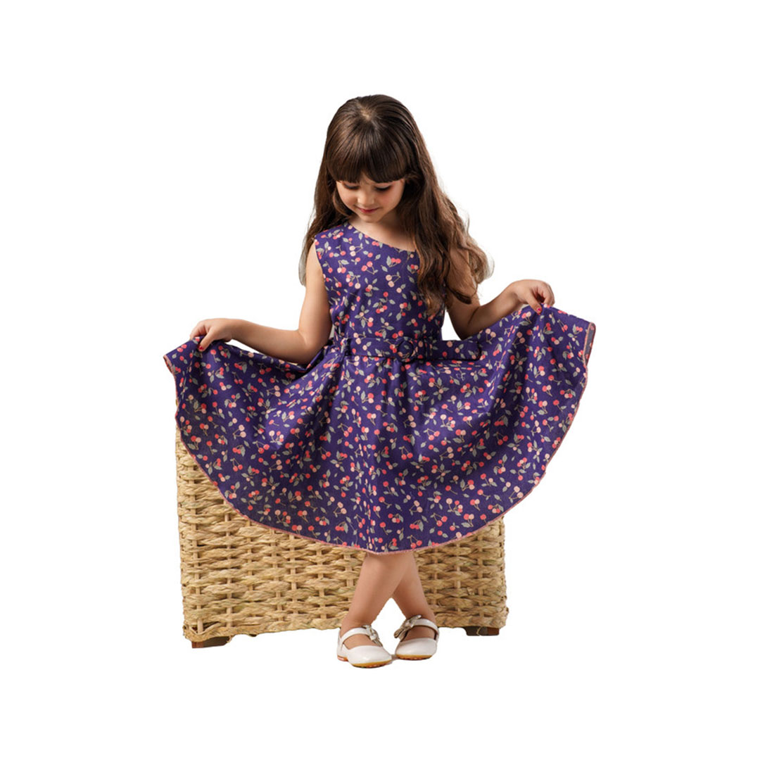 فستان منقوش بدون أكمام بناتي - MA-MU-286