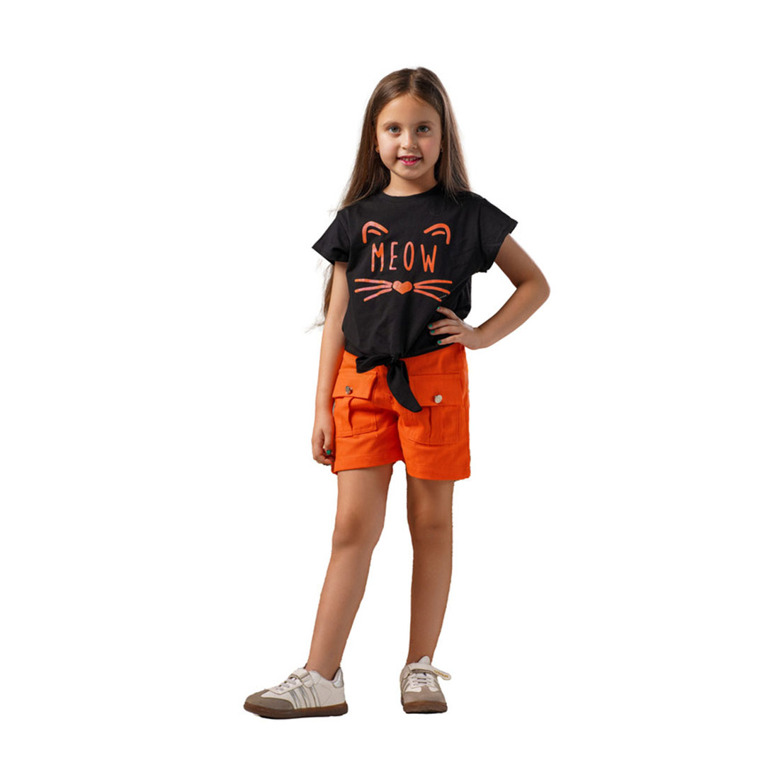 طقم بناتي تيشيرت و شورت - MA-MU-2900