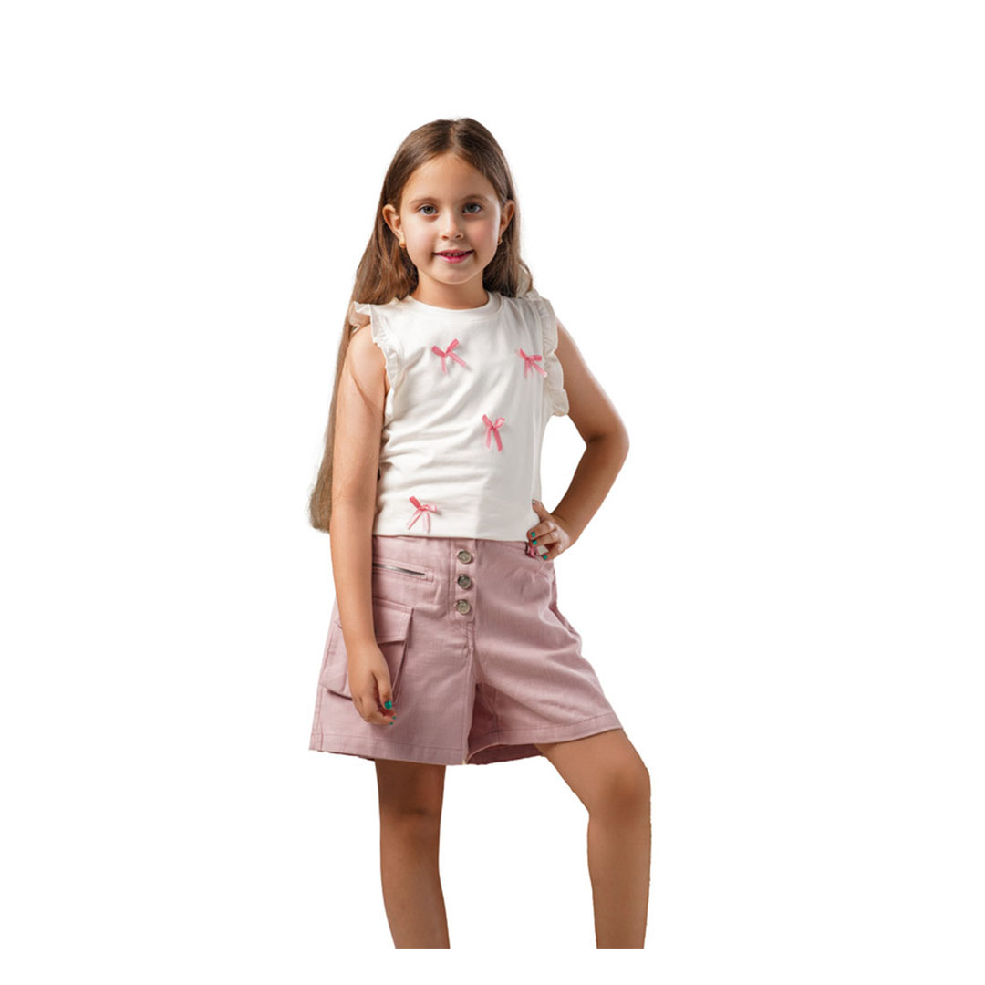 طقم بناتي تيشيرت وشورت - MA-MU-2905