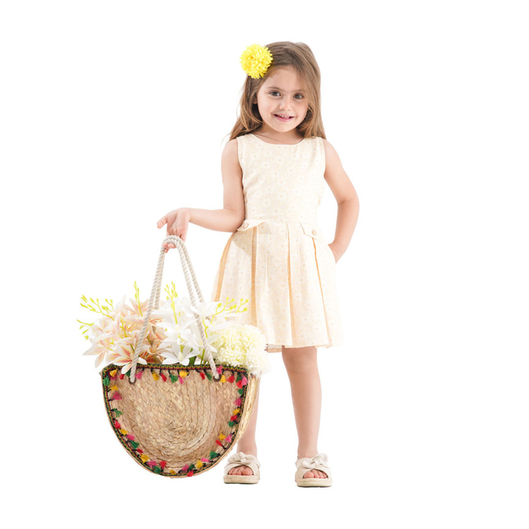 فستان بناتي قصير - أصفر - MA-MU-837