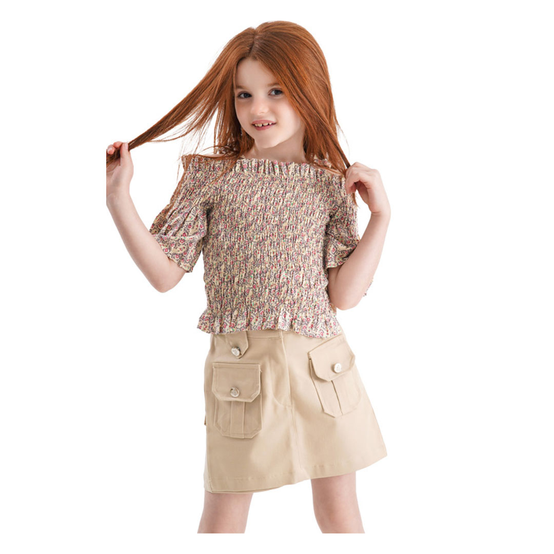 طقم تيشيرت و شروت بناتي - MA-MU-2830