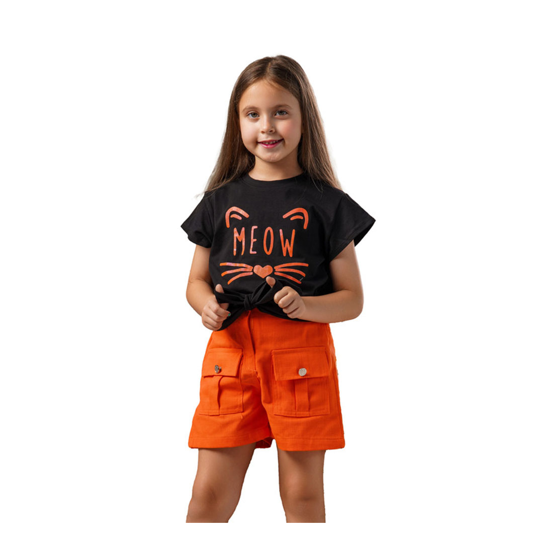 طقم بناتي تيشيرت و شورت - MA-MU-2900