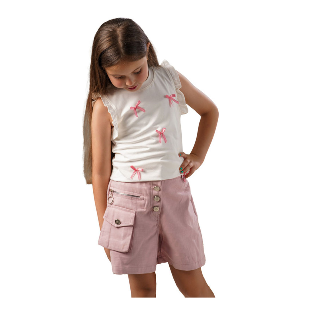 طقم بناتي تيشيرت وشورت - MA-MU-2905