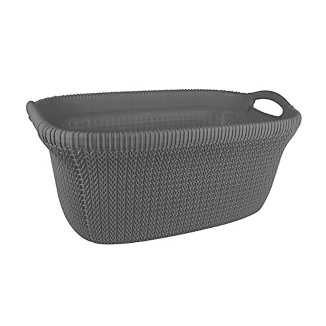 سلة غسيل بيضاوية بتصميم نخيل - رمادي